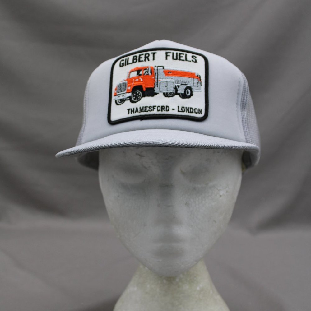 Vintage Patched Trucker Hat - Gilbert Fuels Truck Graphic - Adult Snapback